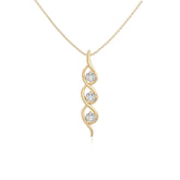 moissanite 3 stone helix necklaces in yellow gold vermeil